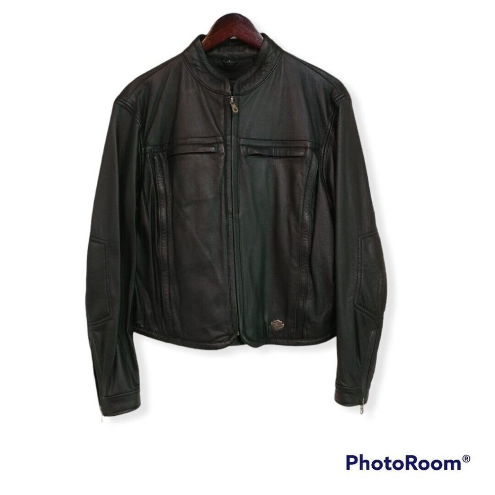 Women's Large L Harley-Davidson Leather Jacket 98136-03VW Front Vented Embossed